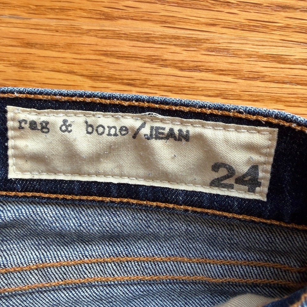 Rag & Bone The Dre Slim Boyfriend Jeans Indigo Blue Whiskered Denim Size 24 USA - Picture 7 of 13